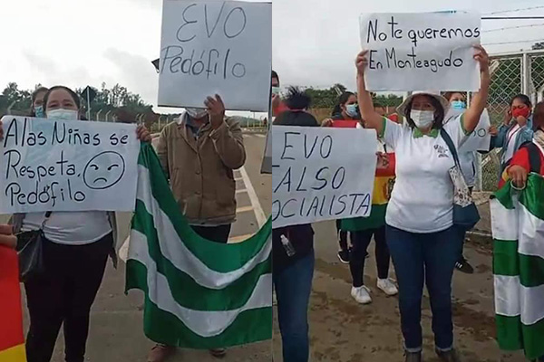 Pobladores de Monteagudo rechazan la llegada de Evo y lo reciben con abucheos