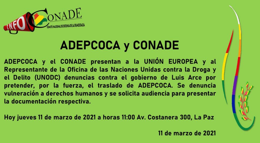 Adepcoca y Conade presentarán una denuncia por traslado del mercado de coca